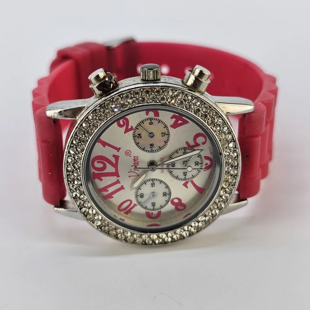 Women's Analog Watch 36MM Gray Dial Multicolor Plastic Bands NEW Battery